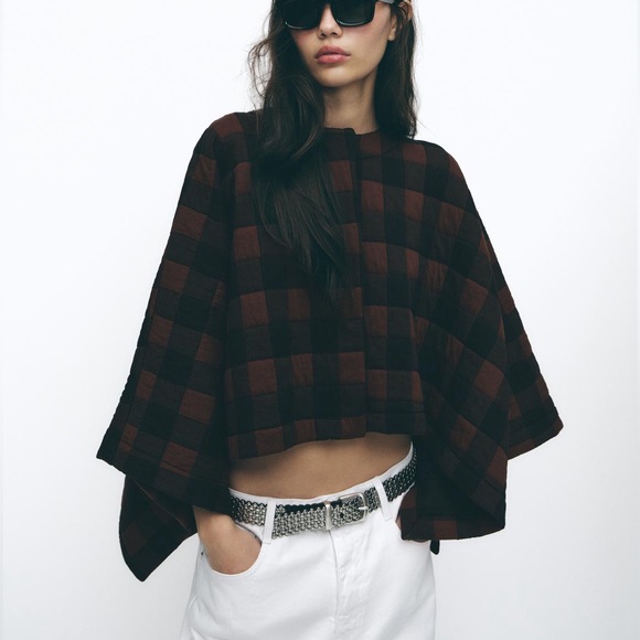 NWT ZARA PADDED CHECKERED JACKET SZ S - Picture 1 of 6